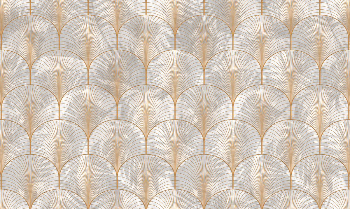 Art Deco Palms, Gold Mural Wallpaper - pure wallpaper artwork