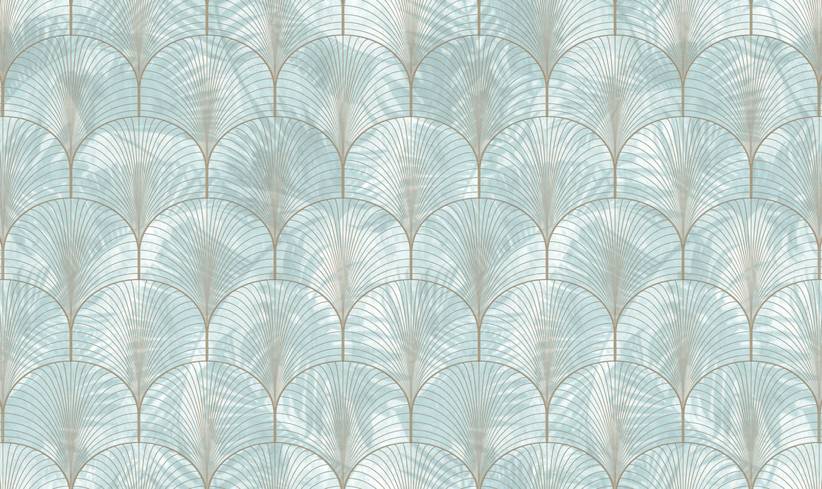Art Deco Palms, Silver Mural Wallpaper - pure wallpaper artwork