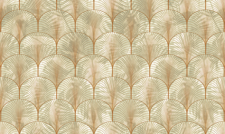 Art Deco Palms, Bronze Mural Wallpaper