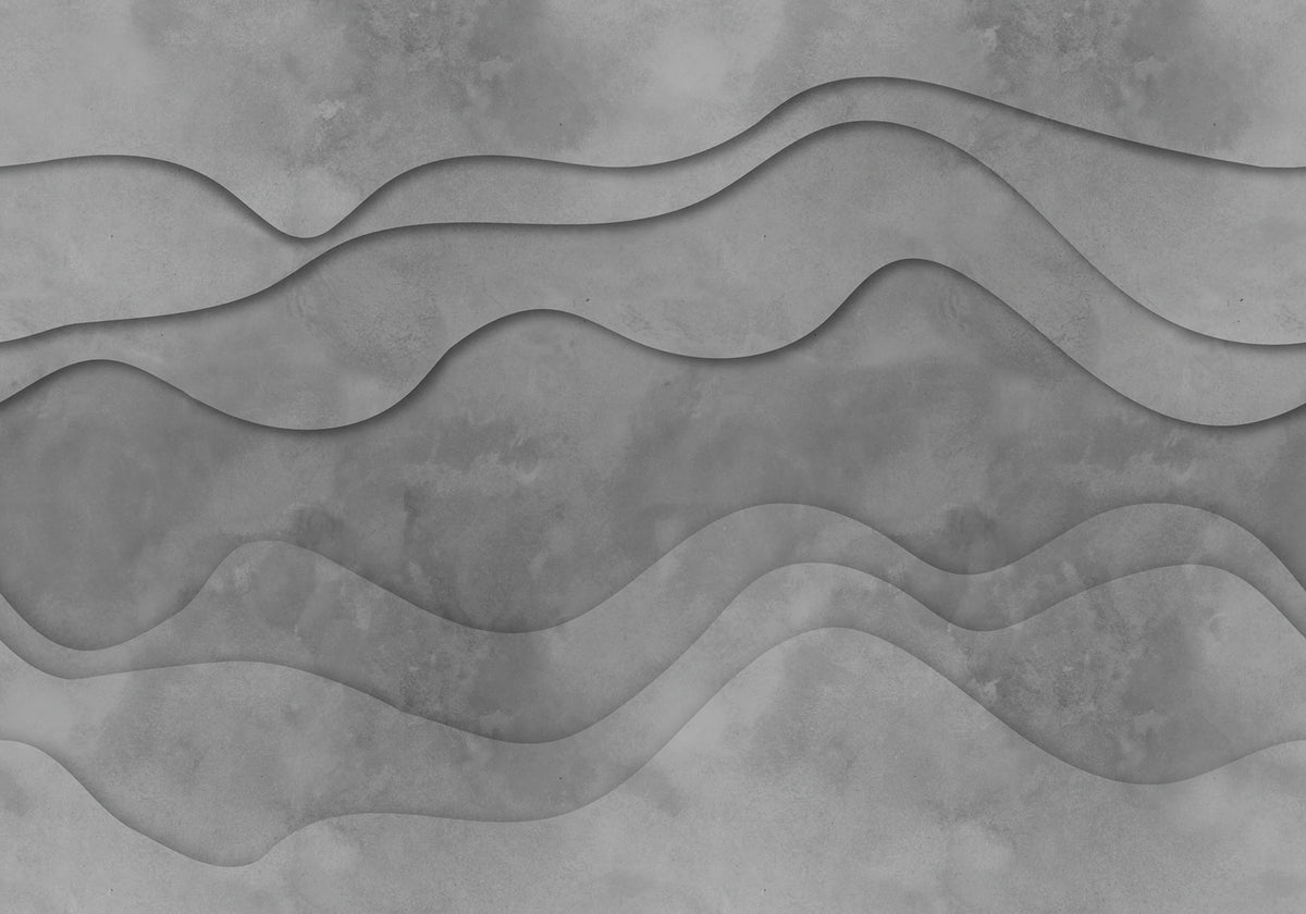 3D Wave, Gray Mural Wallpaper - pure wallpaper artwork