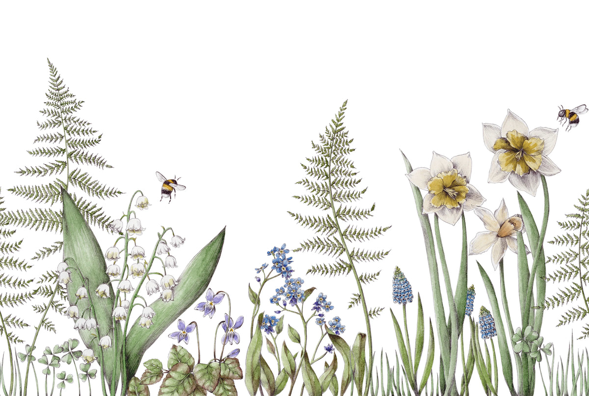 Bumblebee, White Mural Wallpaper - pure wallpaper artwork