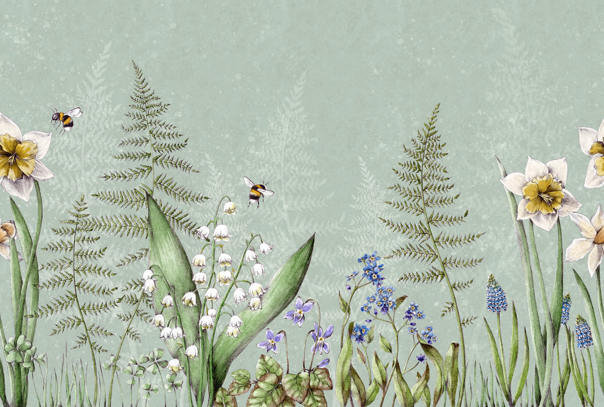 Bumblebee, Green Mural Wallpaper - pure wallpaper artwork