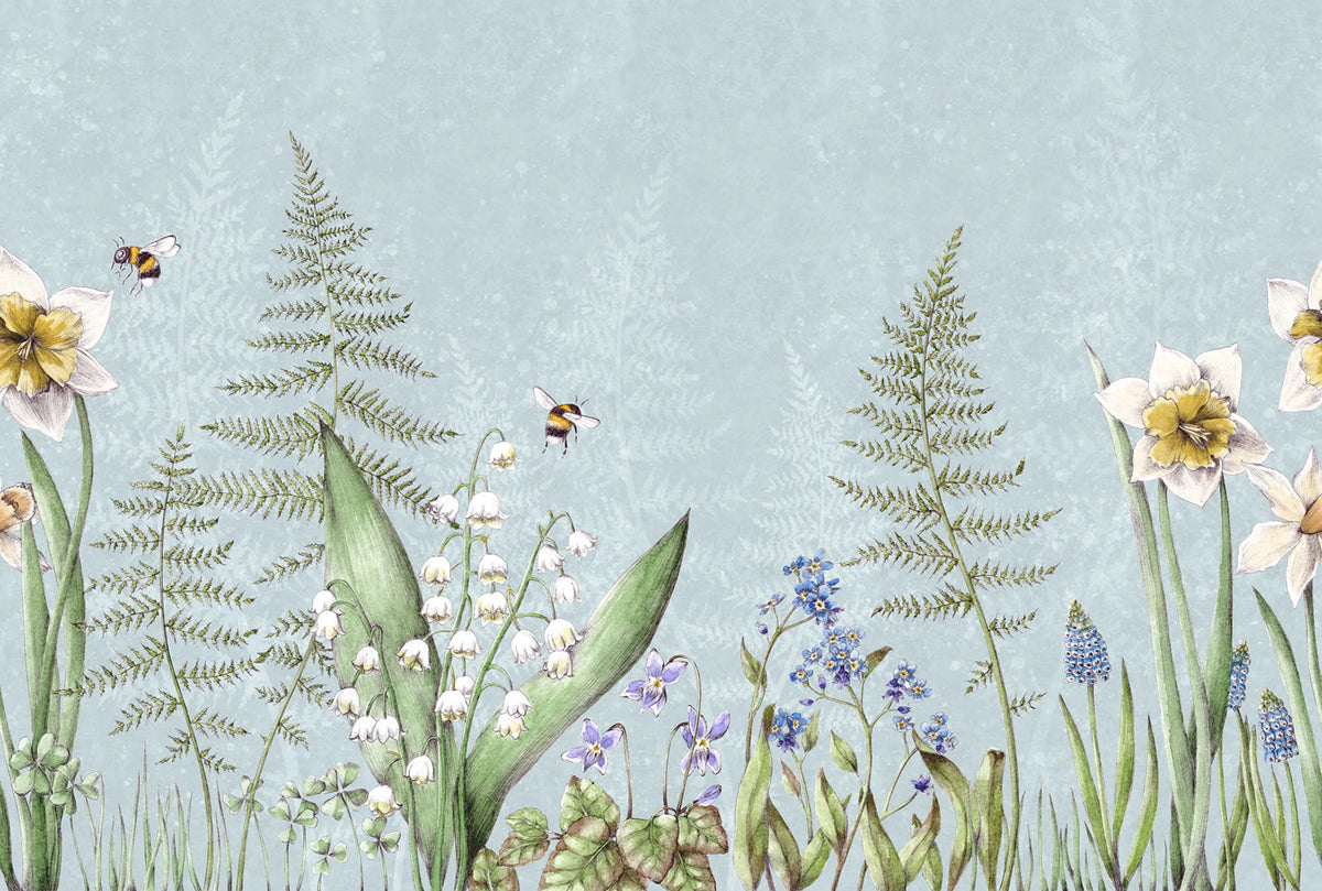Bumblebee, Light Blue Mural Wallpaper - pure wallpaper artwork