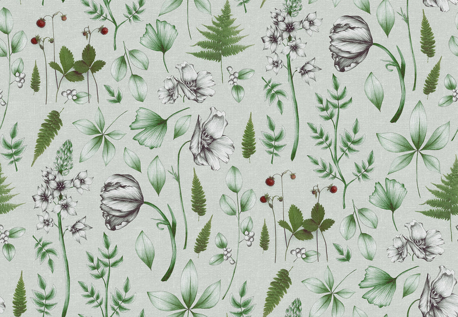 Botanical Green Mural Wallpaper