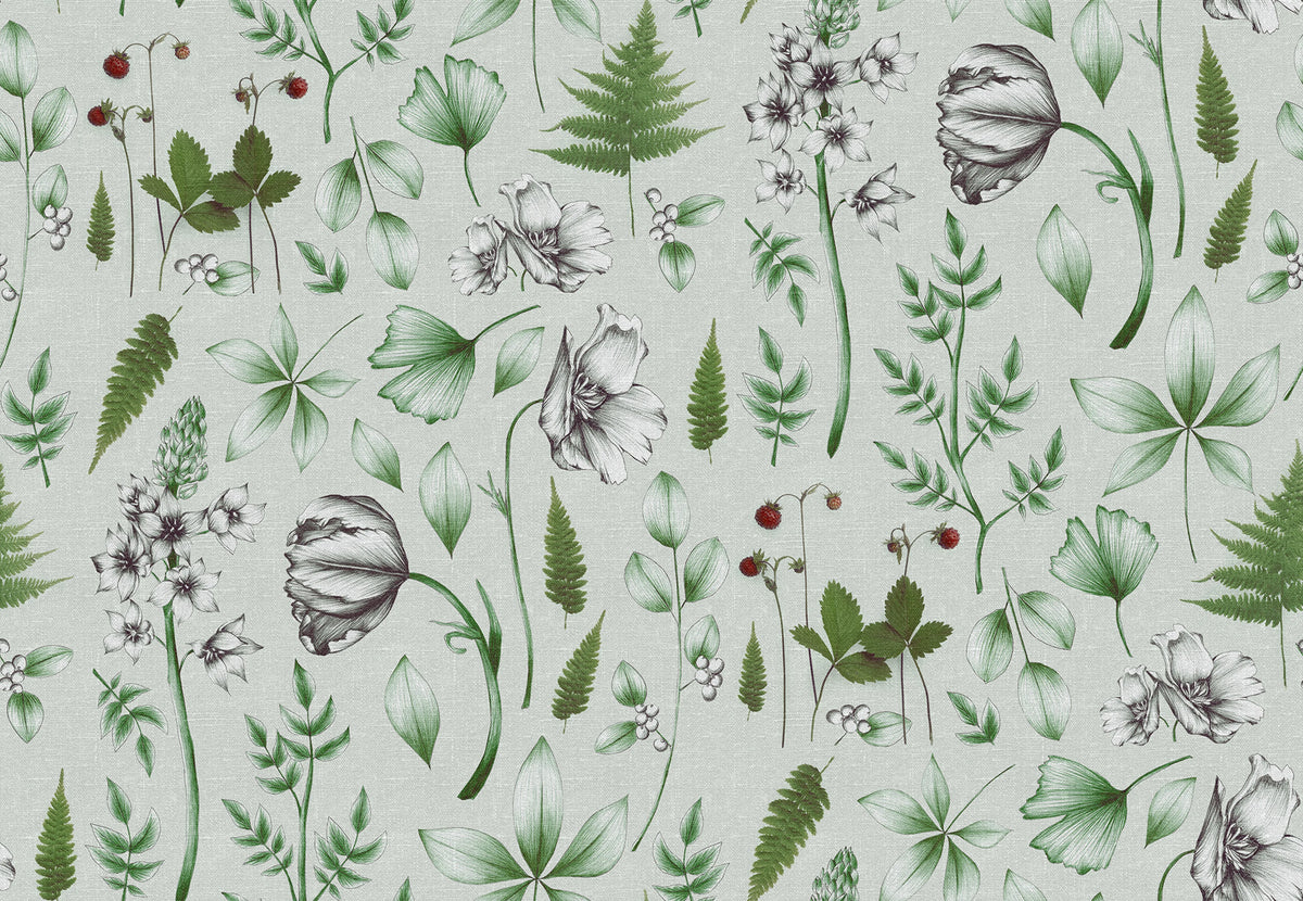 Botanical Green Mural Wallpaper - pure wallpaper artwork