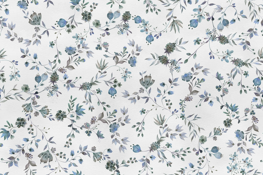 Blossom Fling, Blue Mural Wallpaper