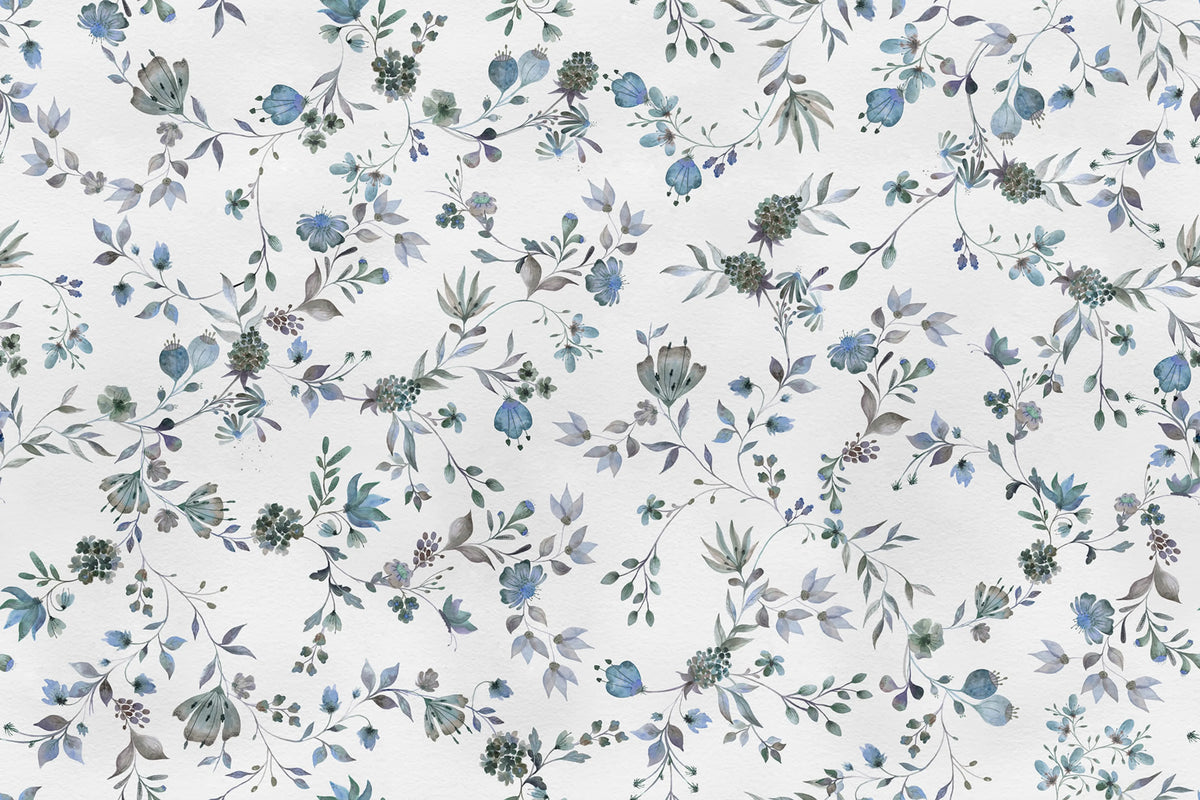 Blossom Fling, Blue Mural Wallpaper - pure wallpaper artwork