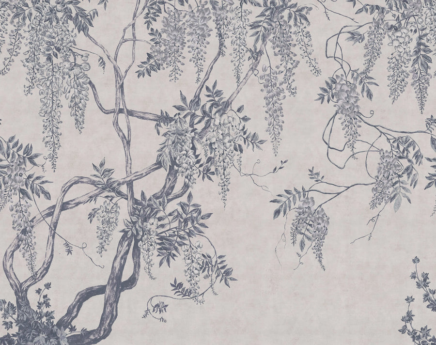 Wisteria Tree, Blue Mural Wallpaper