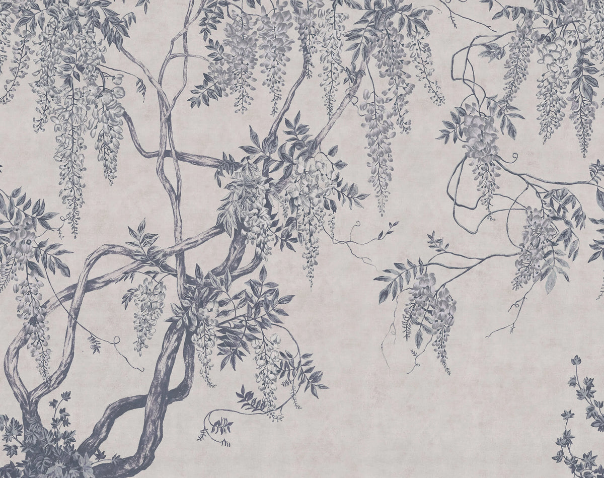 Wisteria Tree, Blue Mural Wallpaper - pure wallpaper artwork