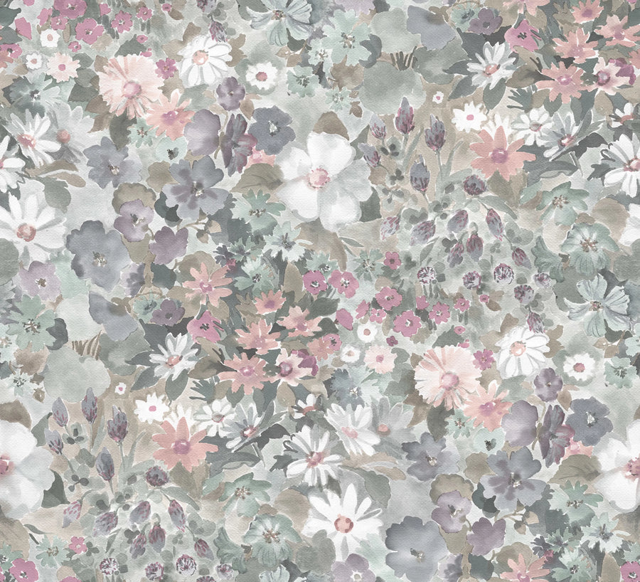 Summer Field, Dusty Pink Mural Wallpaper