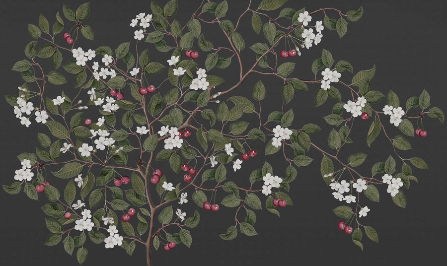 Cherries, Midnight Mural Wallpaper