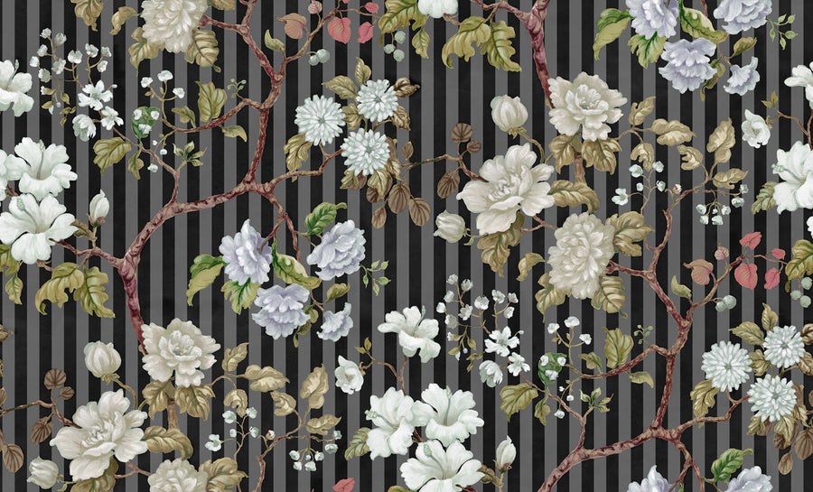 Rose Stripe, Midnight Mural Wallpaper