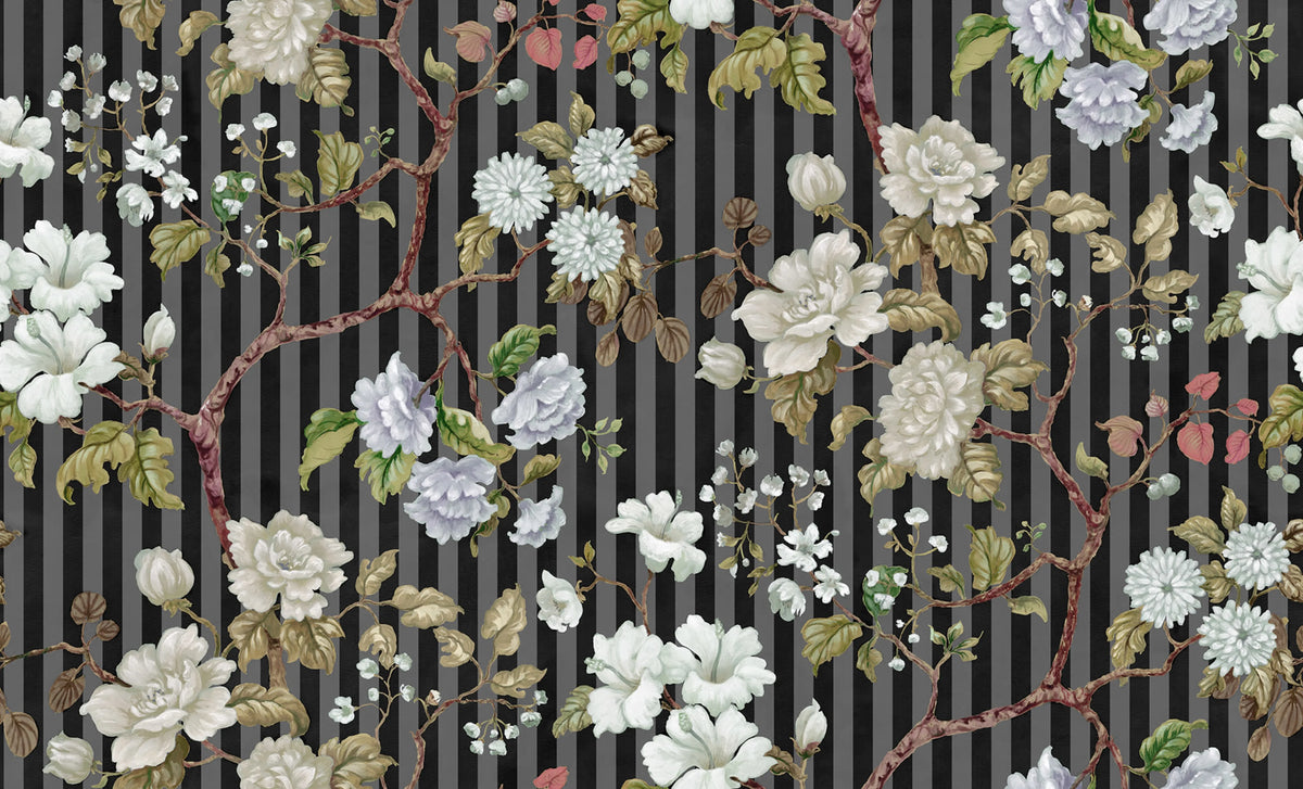 Rose Stripe, Midnight Mural Wallpaper - pure wallpaper artwork