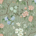 Rose Stripe, Green Mural Wallpaper - pure wallpaper artwork