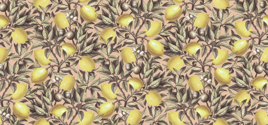 Lemon Tree, Pink Mural Wallpaper