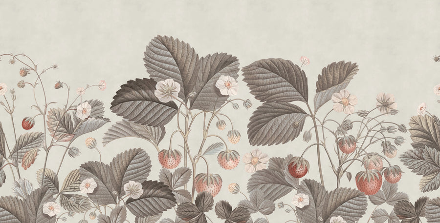 Wild Strawberries, Vintage Mural Wallpaper