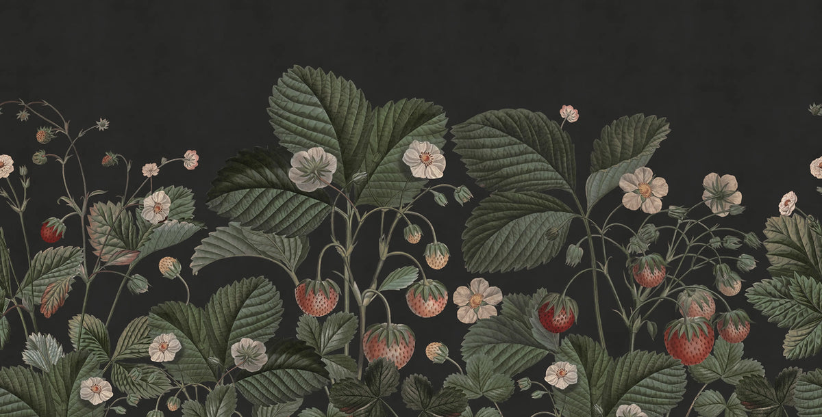 Wild Strawberries, Midnight Mural Wallpaper - pure wallpaper artwork