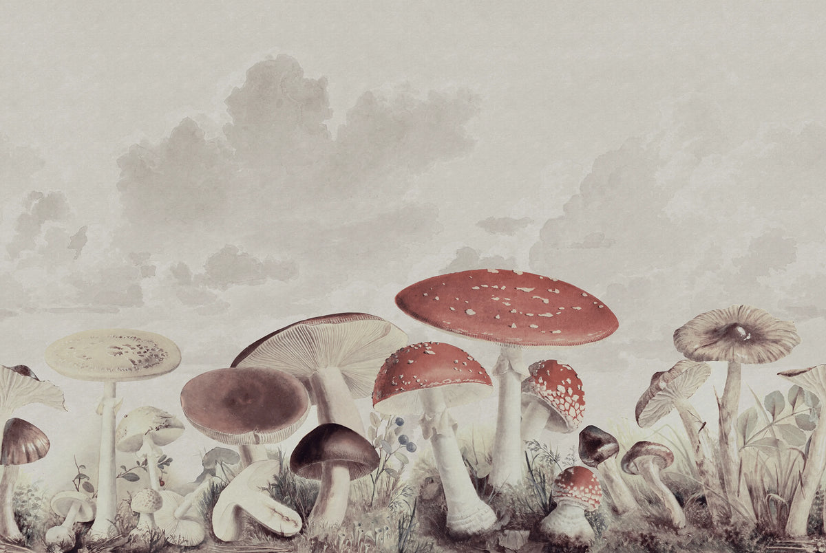 Mushrooms, Vintage Mural Wallpaper - pure wallpaper artwork