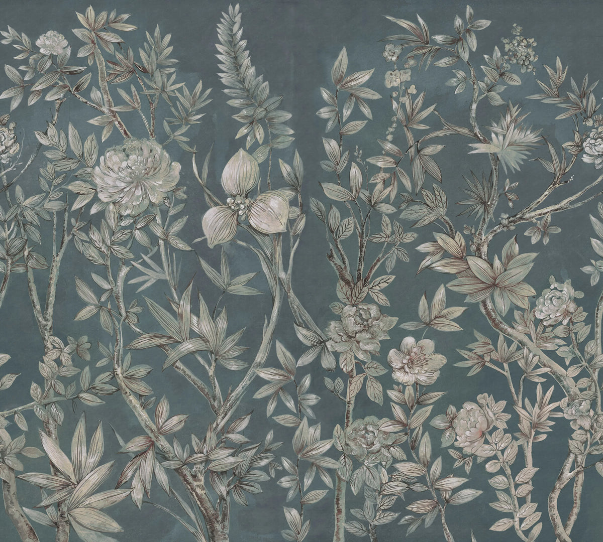 Silk Floral, Petrol Mural Wallpaper - pure wallpaper artwork