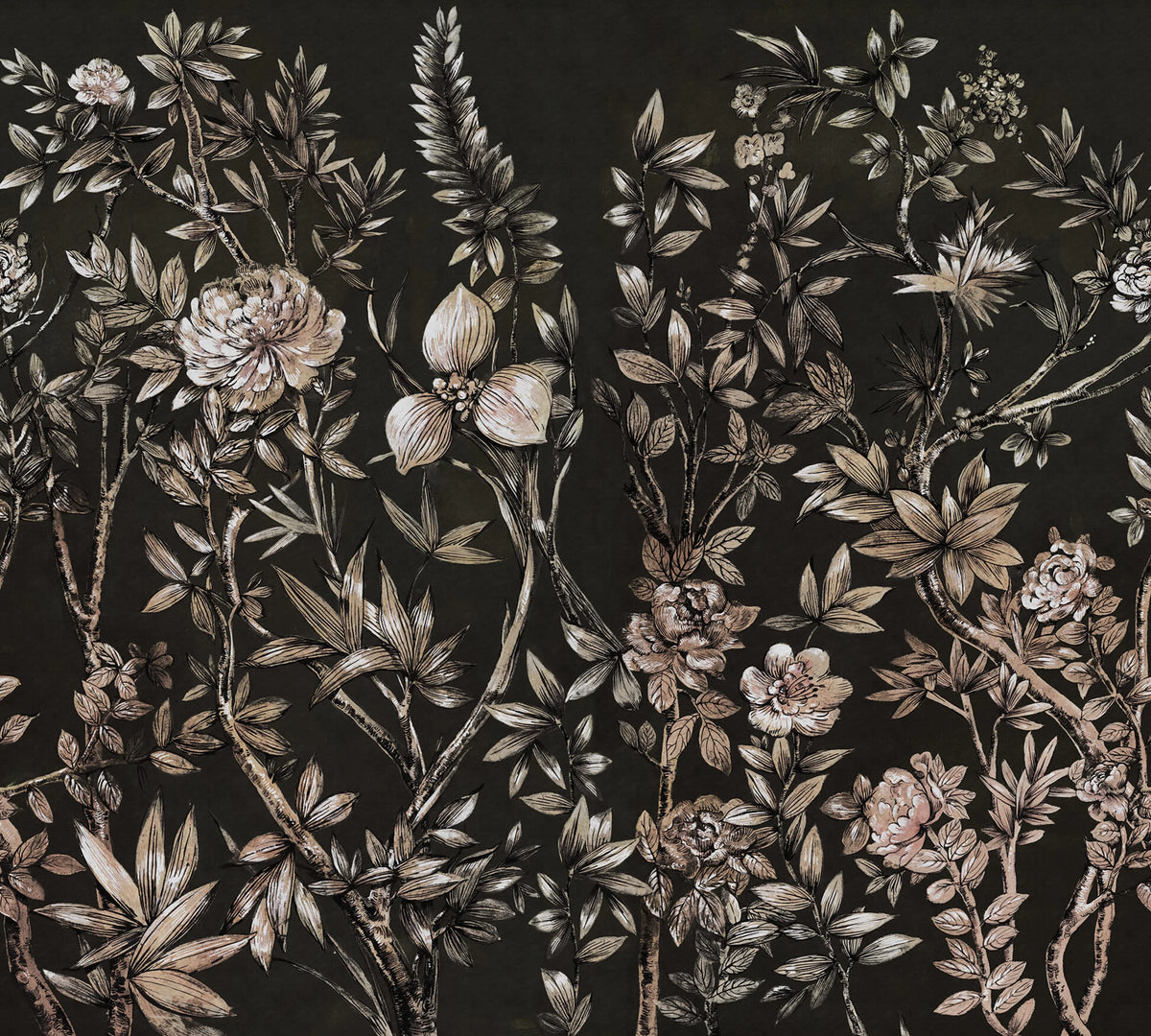 Silk Floral, Midnight Mural Wallpaper - pure wallpaper artwork