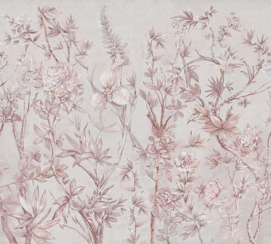 Silk Floral, Dusty Pink Mural Wallpaper