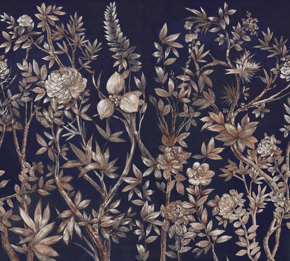 Silk Floral, Blue Mural Wallpaper - pure wallpaper artwork