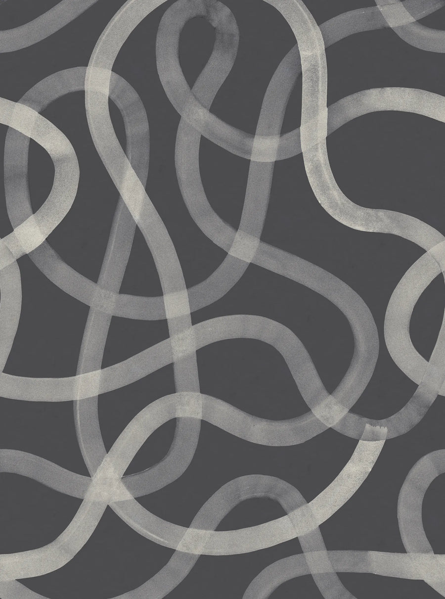 Serpentine, Graphite Mural Wallpaper