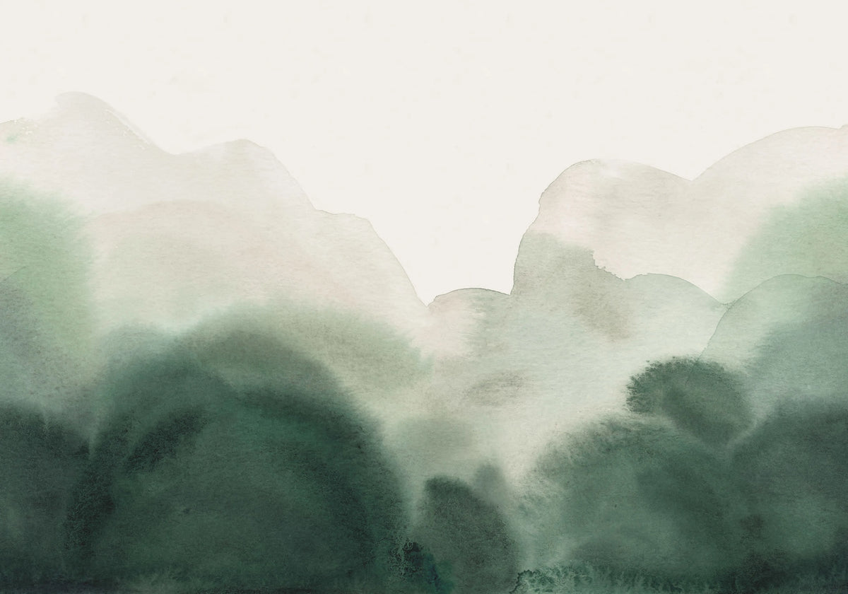 Flowing Hills, Green Mural Wallpaper - pure wallpaper artwork