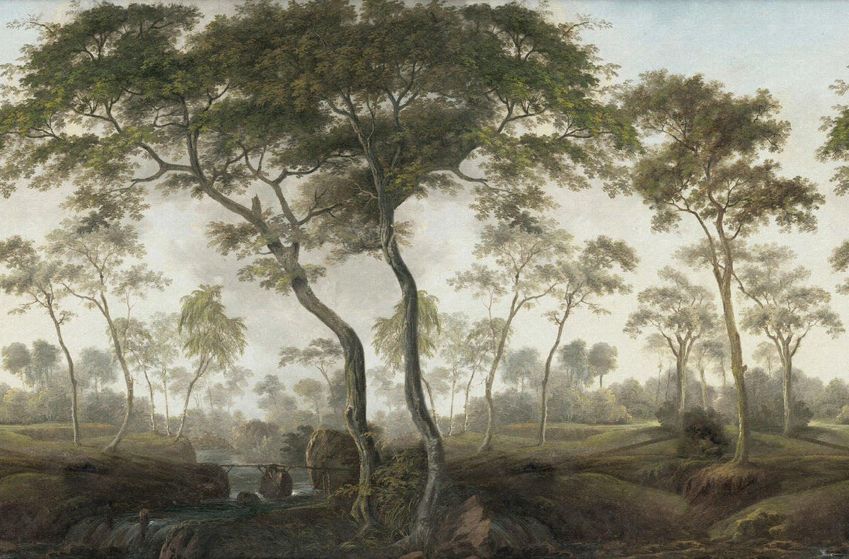 The Green Forest, Morning Mural Wallpaper - pure wallpaper artwork
