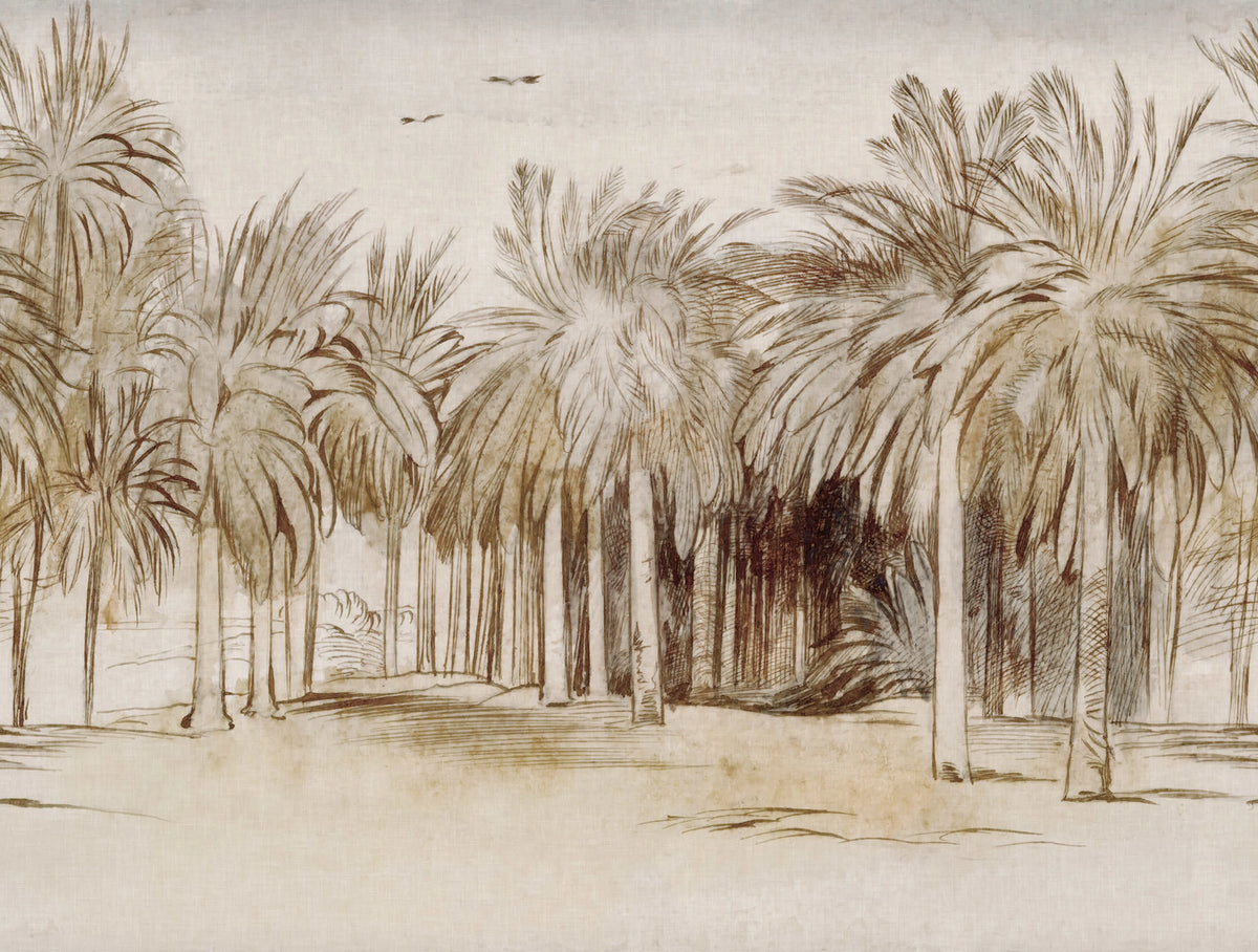 Ocean Palms, Beige Mural Wallpaper - pure wallpaper artwork