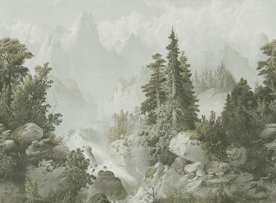 Mountain Horizon, Green Mural Wallpaper