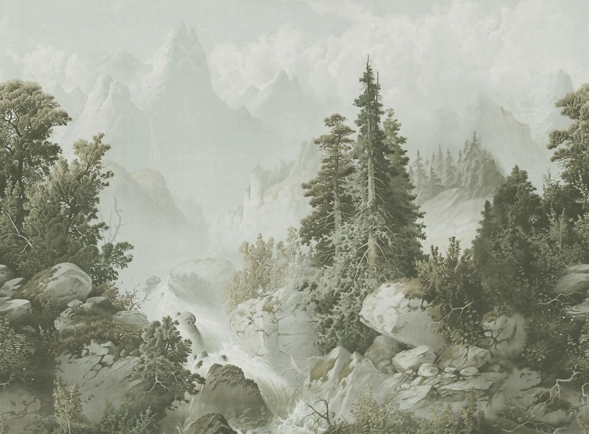 Mountain Horizon, Green Mural Wallpaper - pure wallpaper artwork