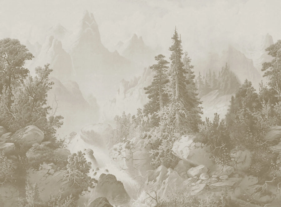 Mountain Horizon, Beige Mural Wallpaper