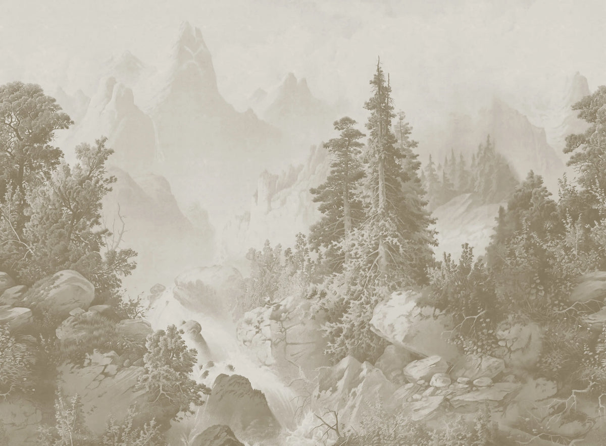 Mountain Horizon, Beige Mural Wallpaper - pure wallpaper artwork
