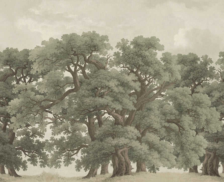 Vintage Oaks, Green Mural Wallpaper