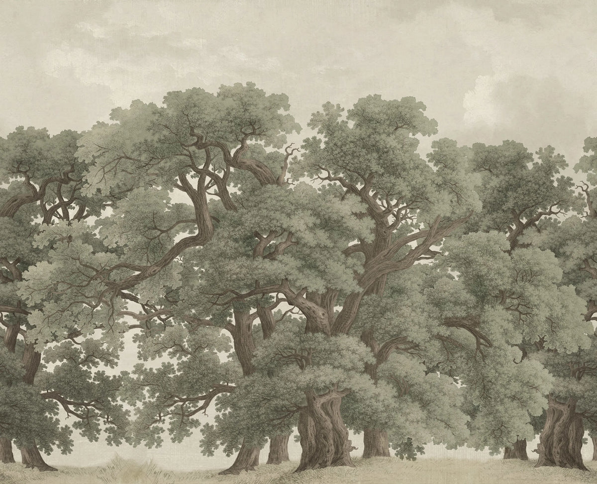 Vintage Oaks, Green Mural Wallpaper - pure wallpaper artwork