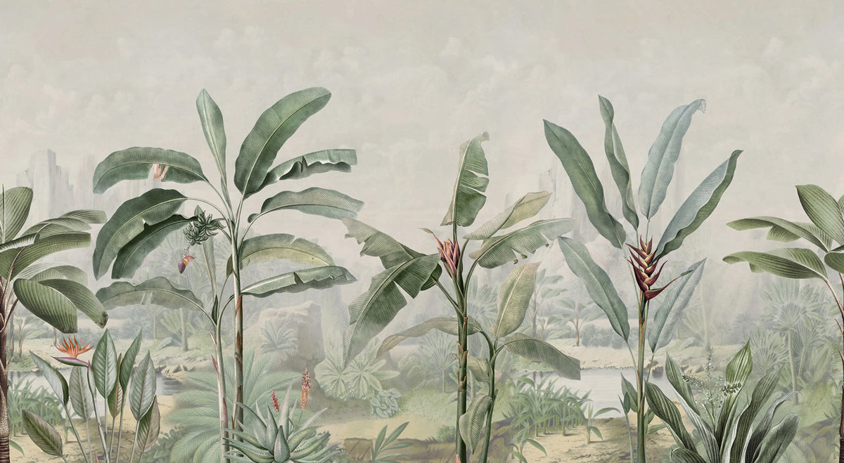 Tropical Palms, Vintage Mural Wallpaper - pure wallpaper artwork