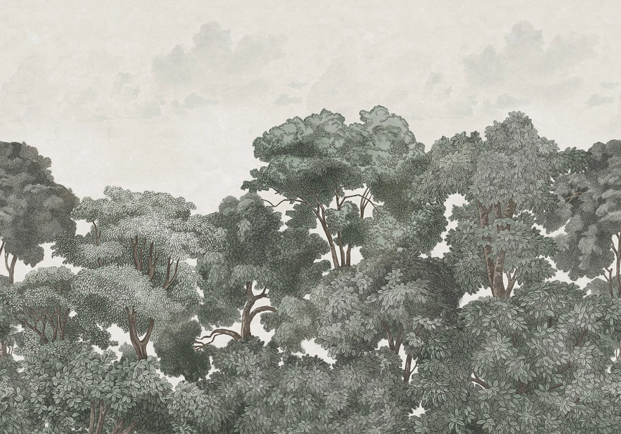 Bellewood Clouds, Blue Vintage Mural Wallpaper