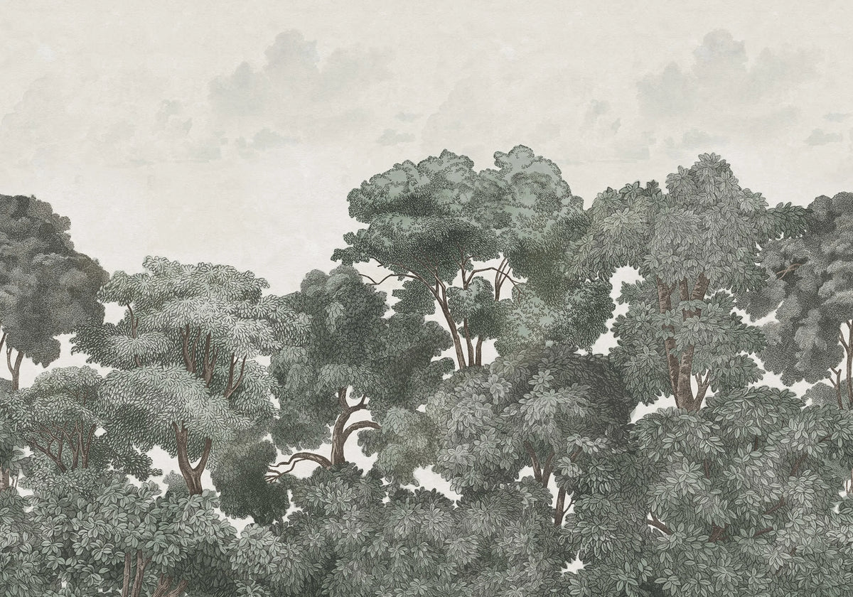 Bellewood Clouds, Blue Vintage Mural Wallpaper - pure wallpaper artwork