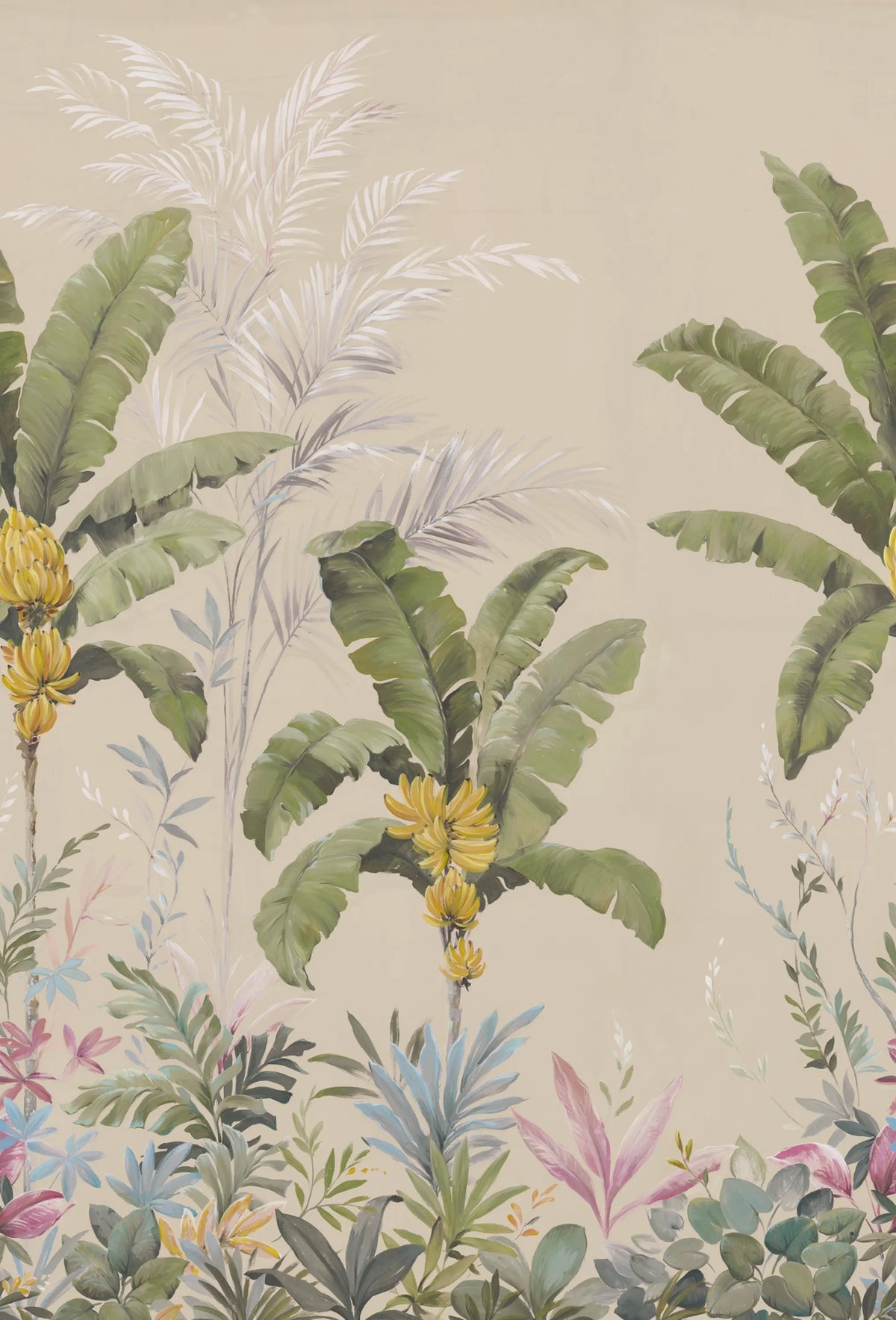 Banana Tree Jungle, Beige Mural Wallpaper - pure wallpaper artwork