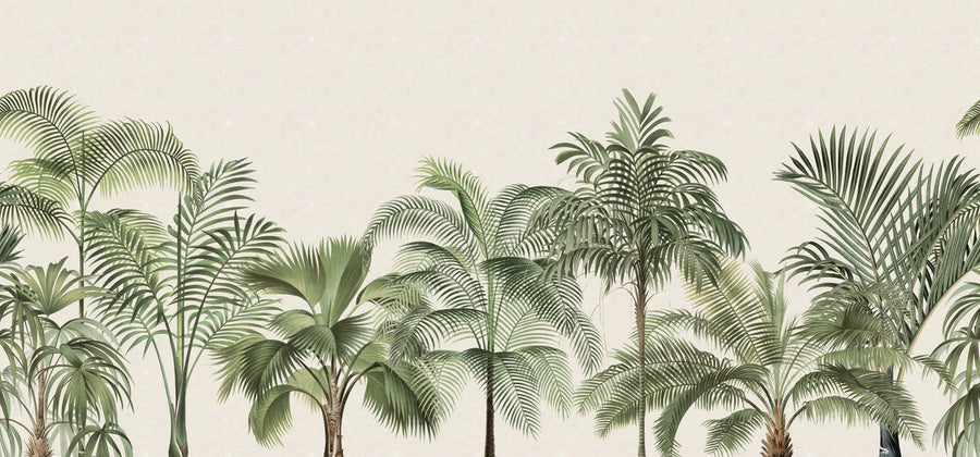 Retro Jungle, Green Mural Wallpaper