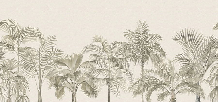 Retro Jungle, Beige Mural Wallpaper