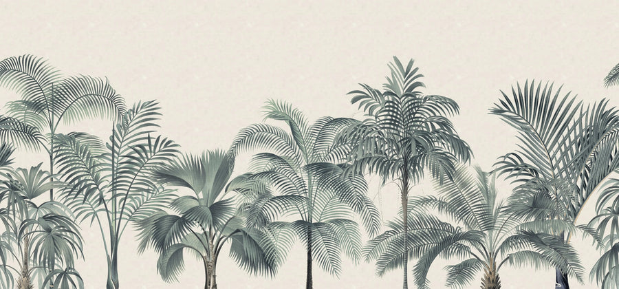 Retro Jungle, Turquoise Mural Wallpaper