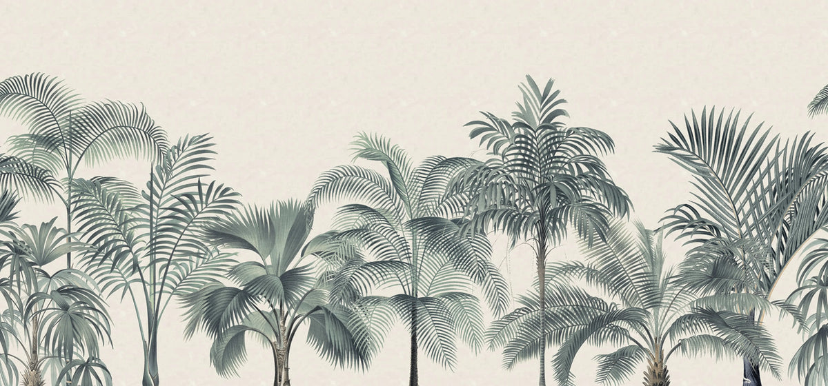 Retro Jungle, Turquoise Mural Wallpaper - pure wallpaper artwork