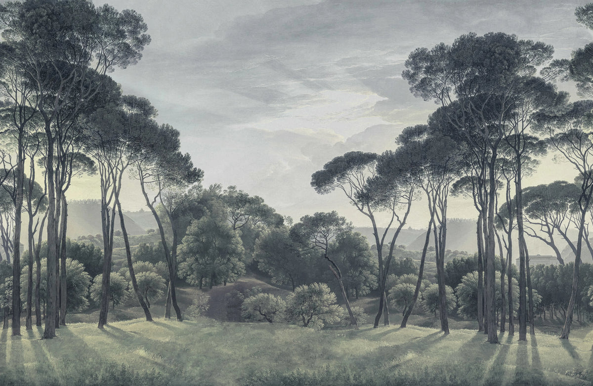Pine Wood, Blue Mural Wallpaper - pure wallpaper artwork