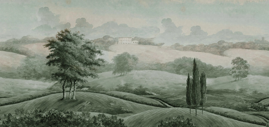 Hilltop House, Green Mural Wallpaper