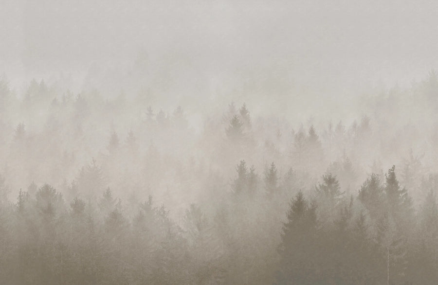 Cloudy Forest, Beige Mural Wallpaper