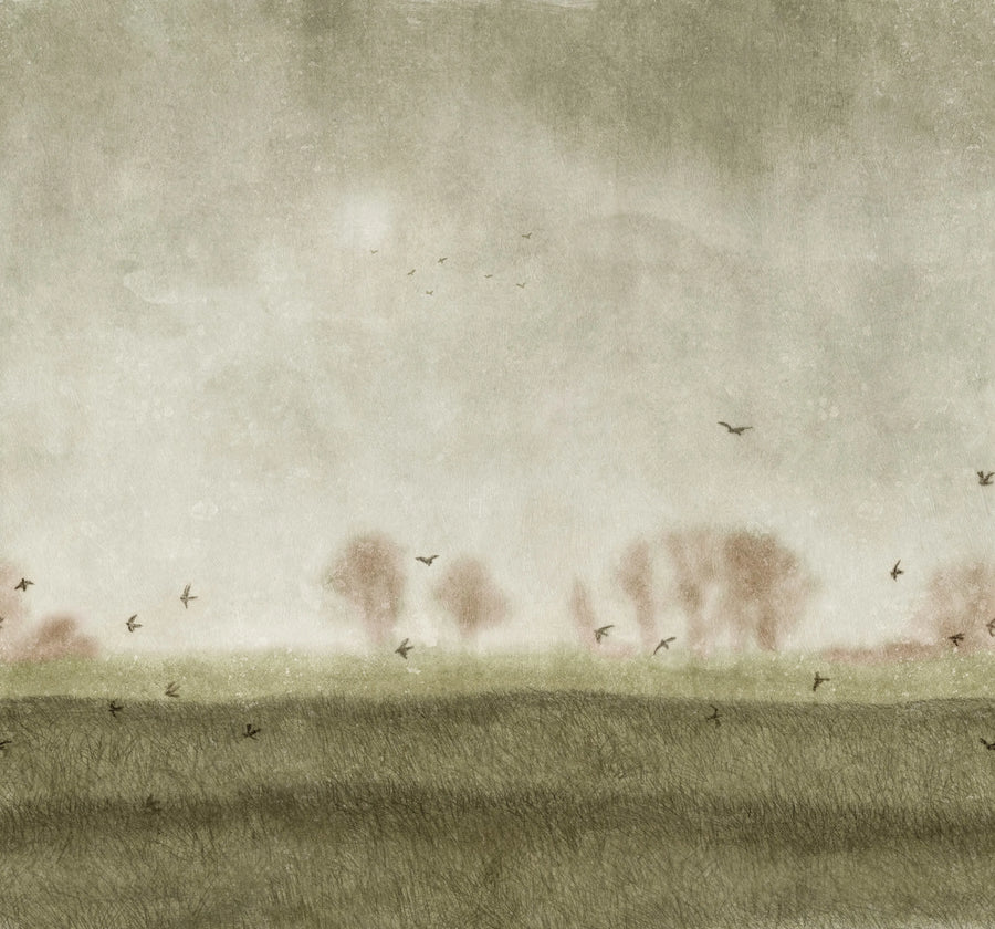Scandinavian Landscape, Green Mural Wallpaper