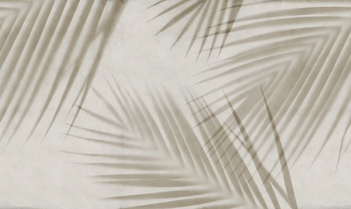 Palm Gaze, Beige Mural Wallpaper - pure wallpaper artwork