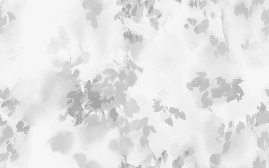 Hazy Leaves, White Mural Wallpaper
